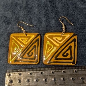 Handcrafted Square Geometric Handpainted Earrings